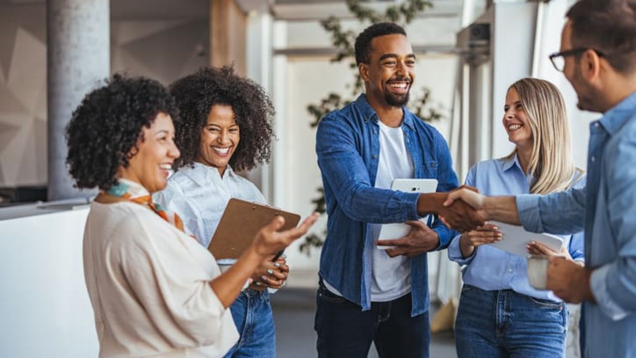 Diverse Team Meeting in Modern Office Space
